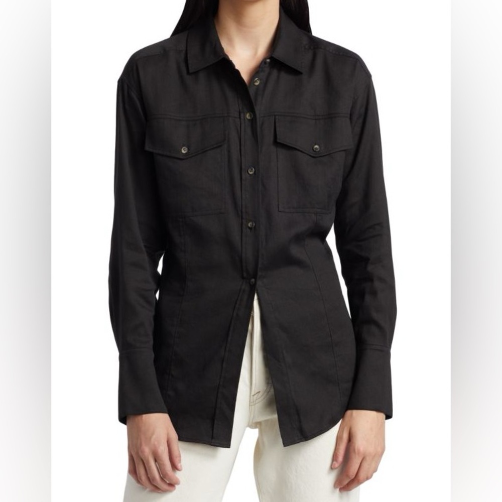 FRAME • Arie Linen‎ Blend Shirt in Black